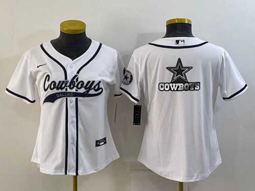Youth Dallas Cowboys White Team Big Logo With Patch Cool Base Stitched Baseball Jersey->youth nfl jersey->Youth Jersey